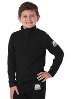 Little Kids 1/4 Zip Black Fleece Top - Black -                                                                                                                                                       