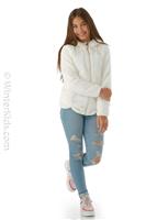 Girls Suave Oso Hooded FZ Jacket - Gardenia White - TNF Girls Suave Oso Hooded FZ Jacket - winterkids.mom                                                                                                 