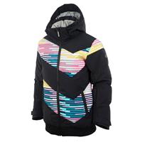 Girls Lana Jacket - Black / Brick Print -                                                                                                                                                       