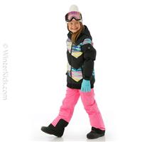 Girls Lana Jacket - Black / Brick Print -                                                                                                                                                       