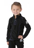 Little Kids 1/4 Zip Black Fleece Top - Black / Blue